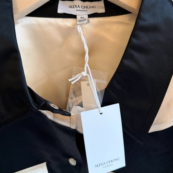 Alexa Chung x Madewell Satin Western Shirt Black/Cream Size XL NWT - Picture 10 of 11